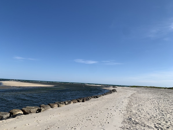 Plage à proximité, chaises longues, serviettes de plage