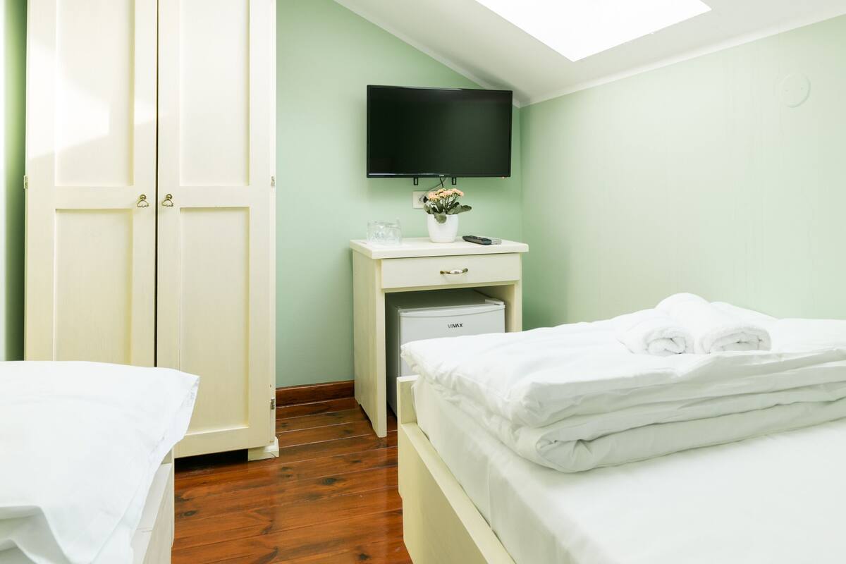 Habitación económica con 2 camas individuales | Minibar, muebles diferentes y escritorio