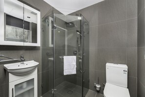 淋浴設備、免費盥洗用品、吹風機、毛巾