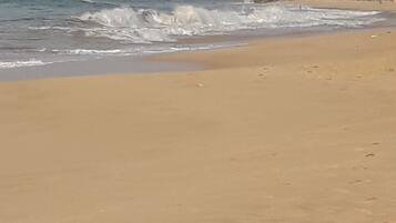 On the beach, white sand