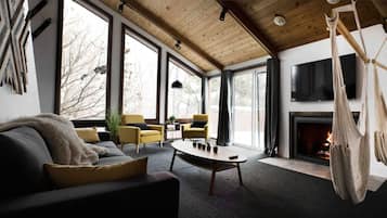 Smart TV, fireplace, video games