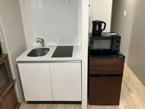 Double Bed Room | Private kitchen | Full-size fridge, microwave, stovetop, electric kettle