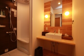 Western Style Room for 3 Guests | Bathroom | Hair dryer, towels