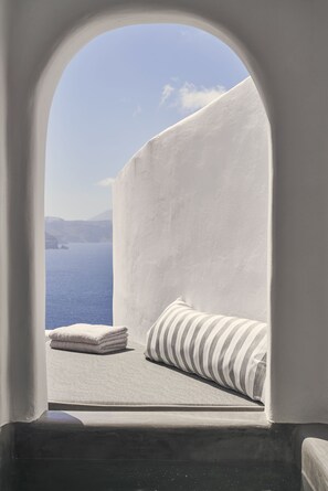 Superior Suite, 1 Bedroom, Jetted Tub, Sea View | Terrace/patio - Alisaris Caves (Santorini)