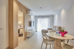 Apartamento, 1 quarto | Roupas de cama premium, espaço de trabalho para notebook