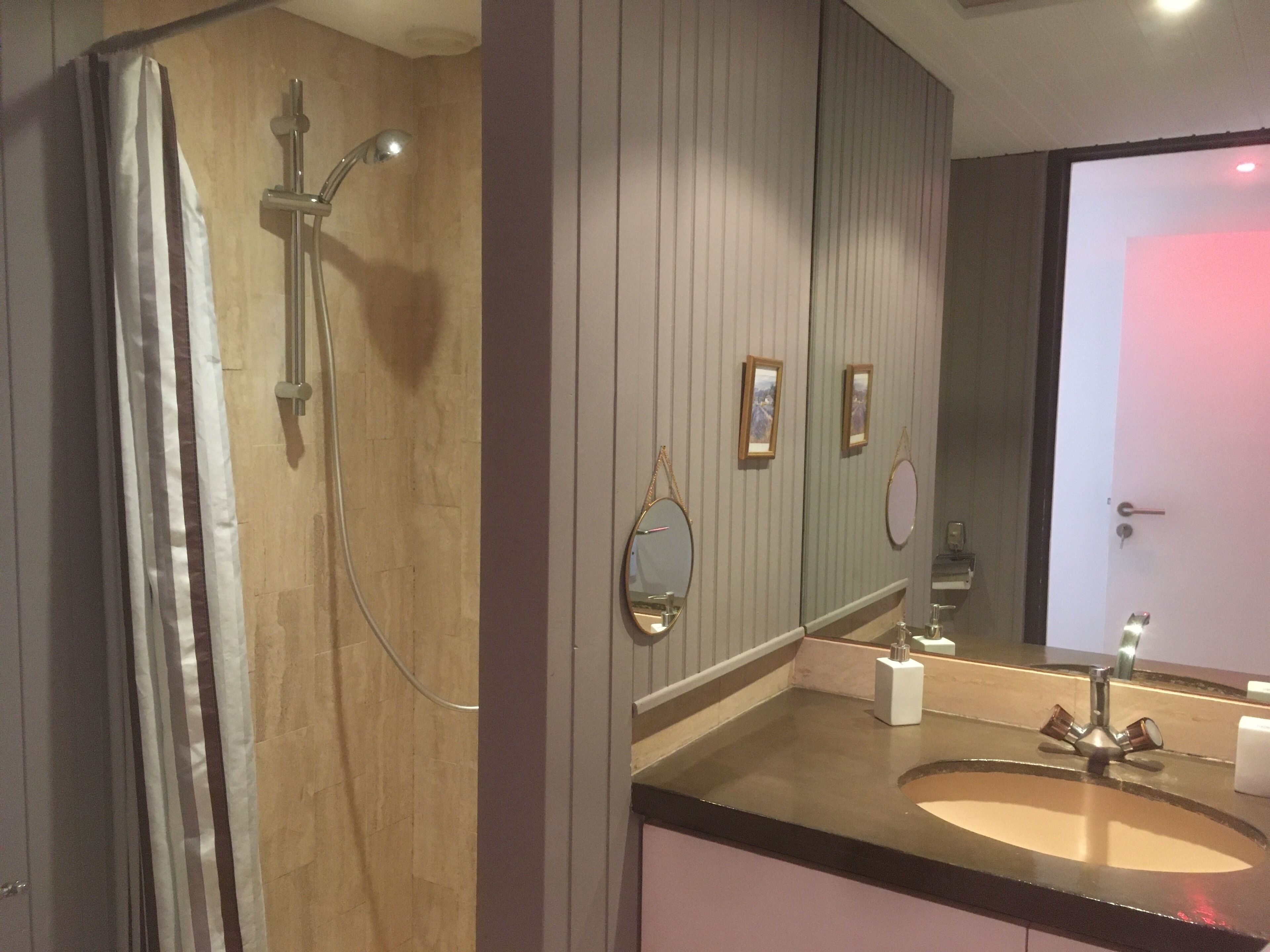 Kamer, 1 twee- of 2 eenpersoonsbedden (Bellissima) | Badkamer | Een douche, een haardroger, handdoeken, zeep
