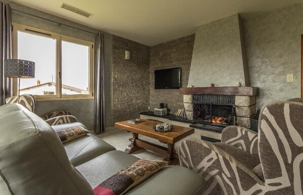 Televisión, chimenea, tenis de mesa y libros 