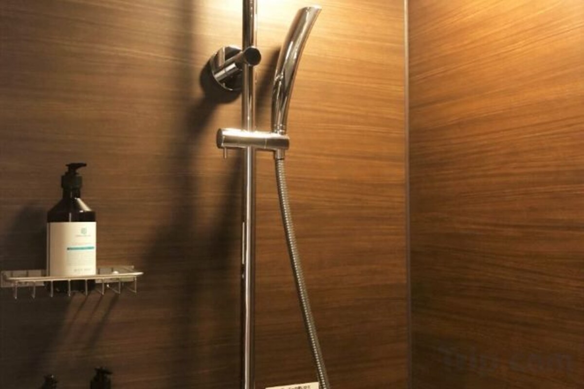 Dusche, Regendusche, Haartrockner, Hausschuhe