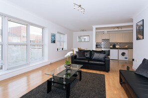 City Apartment, City View (6002. Windmill Lane) | Living area | Flat-screen TV - Hanover Quay - Private Apartment (Dublin)