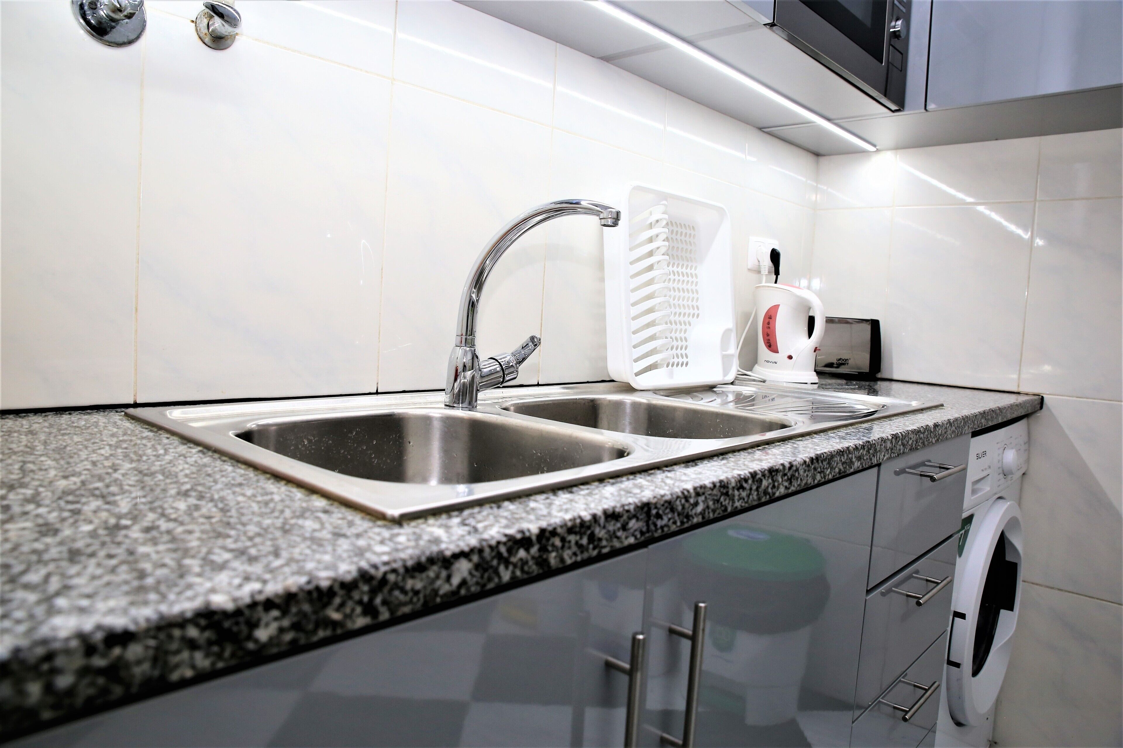 Fridge, microwave, stovetop, toaster