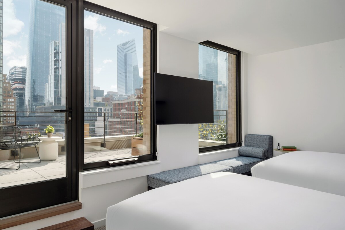 Room, 2 Double Beds, Terrace | Hypo-allergenic bedding available, in-room safe, desk, laptop workspace