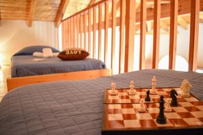 2 habitaciones, tabla de planchar con plancha, cuna de viaje y wifi 