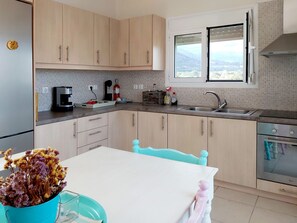 Villa, 2 Bedrooms, Patio | Private kitchen | Full-sized fridge, stovetop, toaster, cookware/dishes/utensils - Villa Armonia, Everything Is In Harmony (Agios Nikolaos)