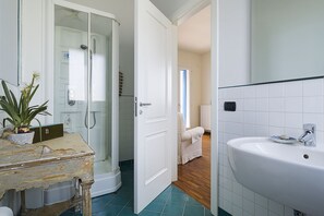 Ducha, cabezal de ducha tipo lluvia, bidet, toallas
