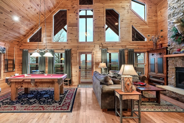 What A Lodge says it all! Window wall showcases views of Mt LeConte!