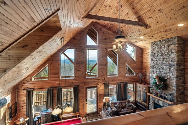 Smart TV, fireplace, video games, DVD player