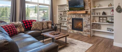 TV, fireplace