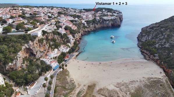 Beach nearby, sun loungers