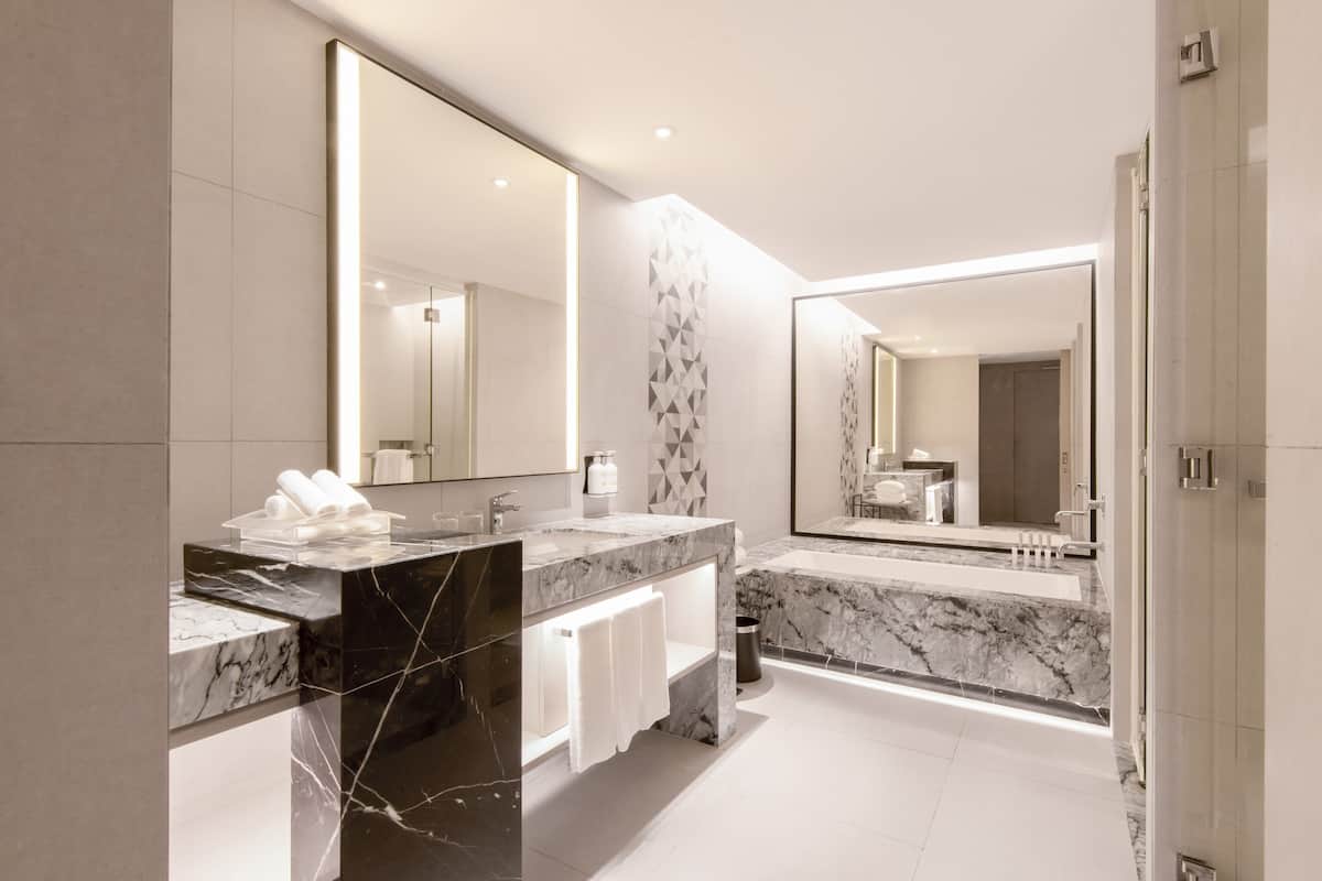 free toiletries, hair dryer, bathrobes, slippers