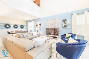 Flat-screen TV, DVD player, stereo