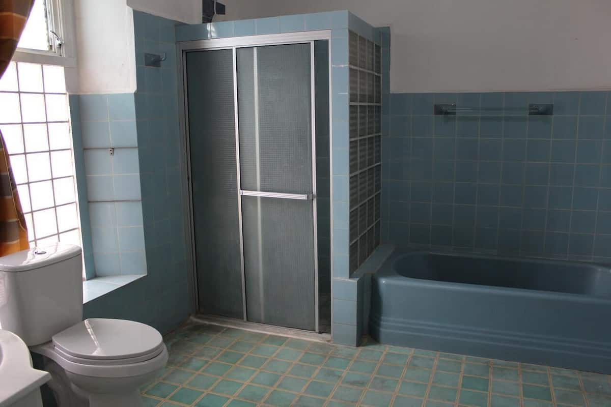 Shower, towels, soap
