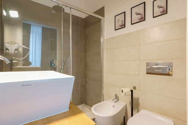 Shower, rainfall showerhead, hair dryer, bidet
