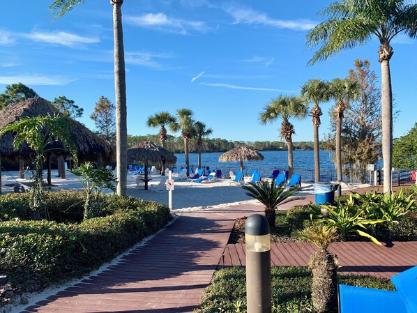 Sun-loungers, beach towels