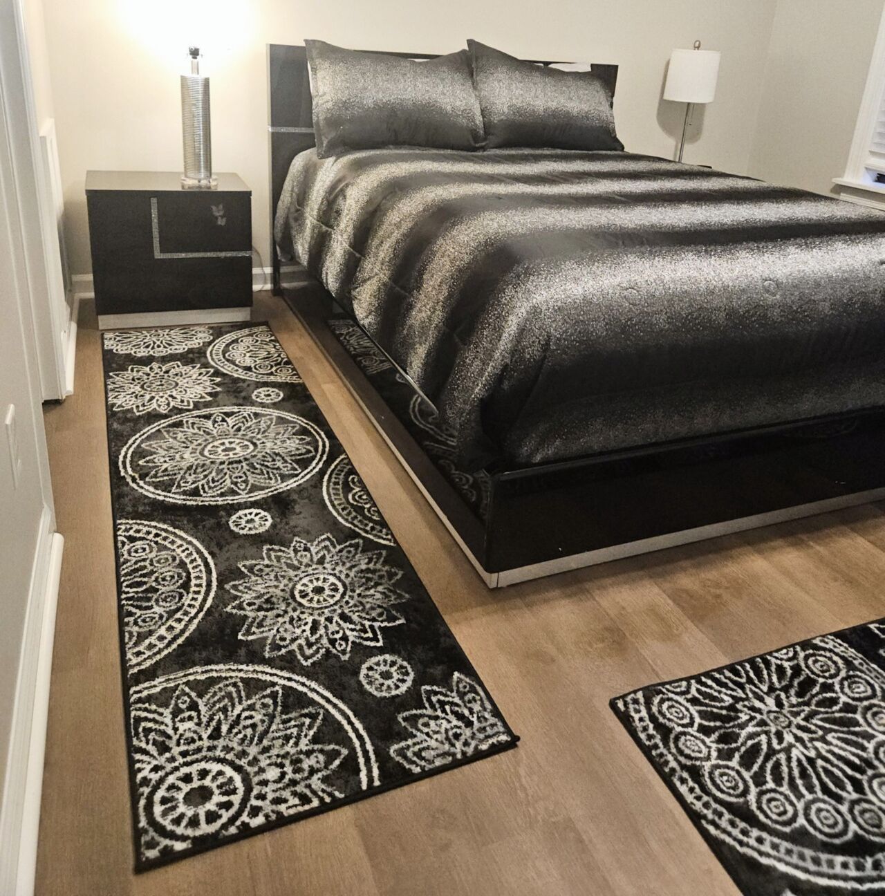 Sleek, Peaceful, Perfect – Recharge in this polished bedroom where luxury meets tranquility for a restful night’s sleep.