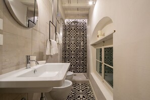 Regadera, secadora de cabello, bidet, toallas 