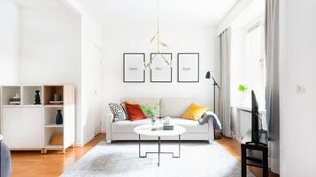 Huoneisto | 1 makuuhuone, ylelliset vuodevaatteet, ilmainen Wi-Fi, vuodevaatteet