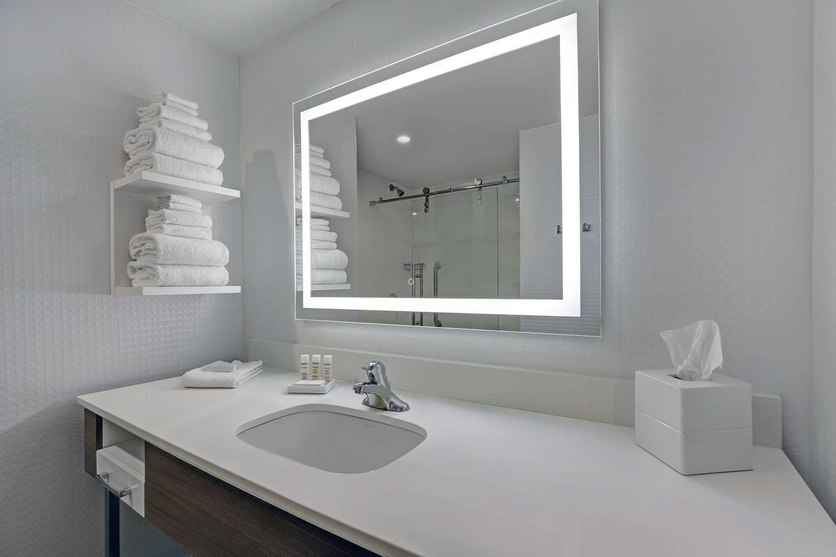 free toiletries, hair dryer, towels