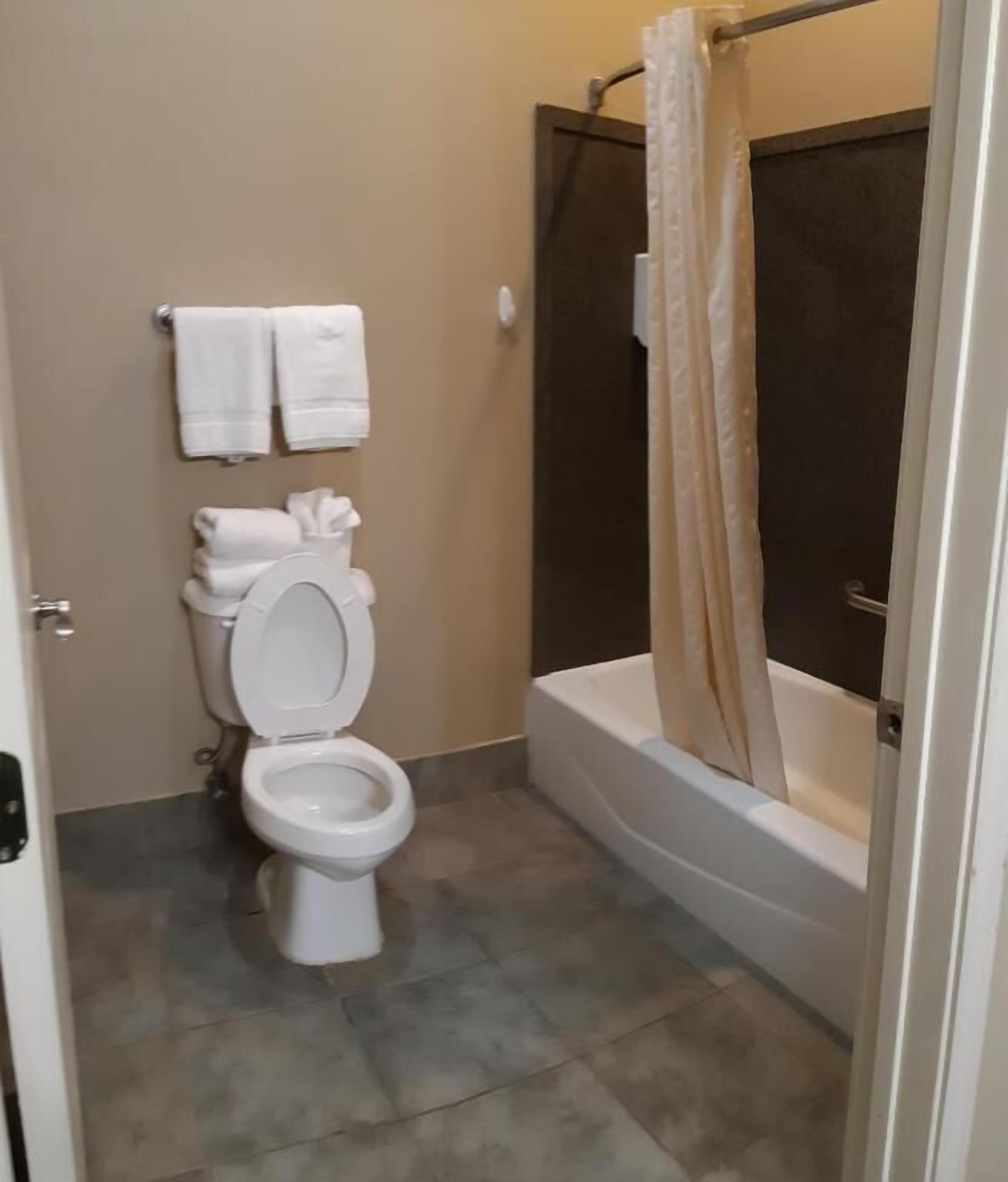 combined shower/bathtub, towels