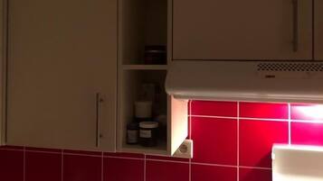 Microwave, coffee/tea maker, cookware/dishes/utensils