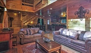 Cabin, Multiple Beds, Hot Tub | Living room | Fireplace - Tennessee Splash (Sevierville)