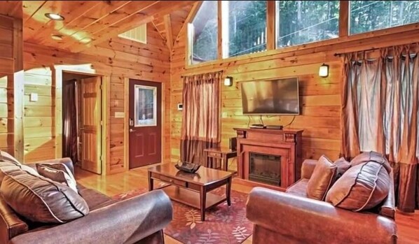 Cabin, Multiple Beds, Hot Tub | Living room | Fireplace - Tennessee Splash (Sevierville)