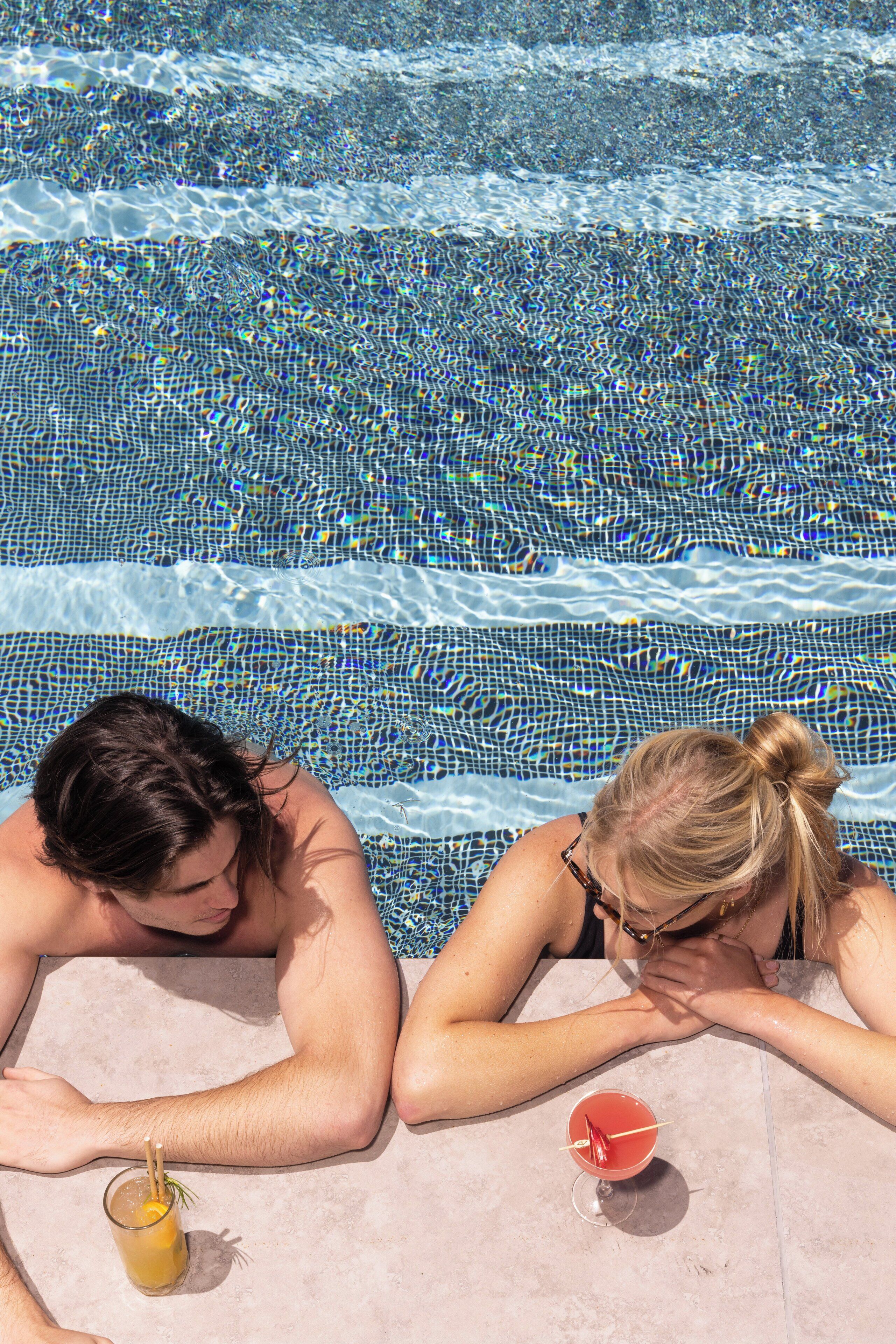 Outdoor pool, pool loungers