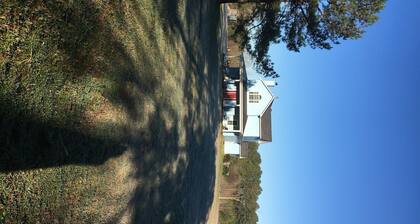 Bauernhaus mit Pferden und Rindern vor Ort.