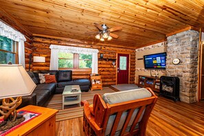 TV, fireplace, DVD player, foosball