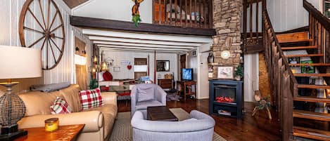 TV, lareira, DVD player