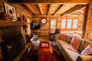 Fernseher, Kamin, DVD-Player, Bücher