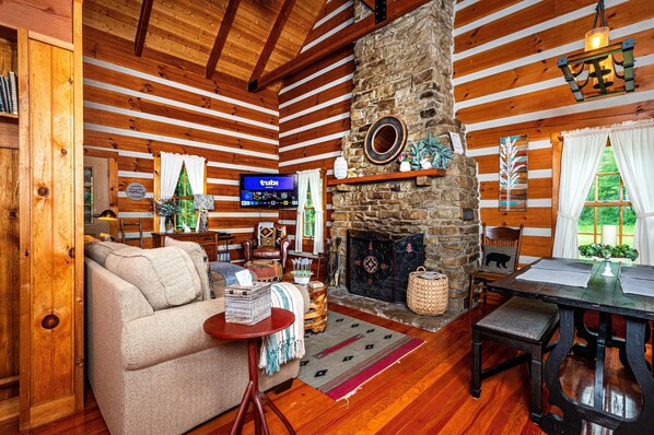 Fernseher, Kamin, DVD-Player