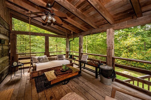 Log Cabin w/ Pond, Hot Tub & Game Room | Pet-Friendly 3BR, 2 BA