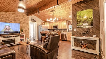 Smart TV, fireplace, DVD player