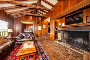 テレビ、暖炉、DVD プレーヤー、卓球台