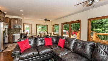 Televisión, chimenea, reproductor de DVD, futbolito