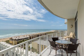 Outdoor dining - SPI Premier Condo. 3 Bedrooms, 2 Bathrooms.  See SpaceX launches from balcony! (South Padre Island)