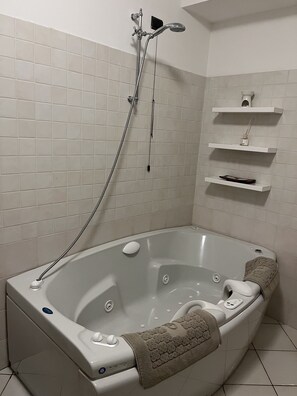 Combined shower/bathtub, jetted bath, hair dryer, bidet - Luxury apartment historic center, Air Conditioning, Wi-Fi, Jacuzii, garage.   (Bellagio)