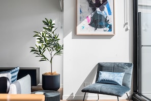 Comfort Apartment 202 | Living area | Flat-screen TV, Netflix, streaming services - BOUTIQUE STAYS - Axel Apartments (Glen Iris)