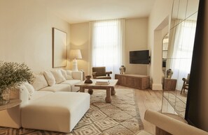 Apartemen Desain, 2 kamar tidur, dapur (MCM) | Area keluarga | TV, Netflix, stasiun docking iPod, dan stasiun docking MP3