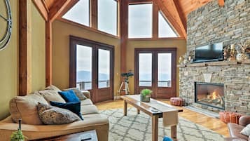 TV, fireplace, DVD player, books